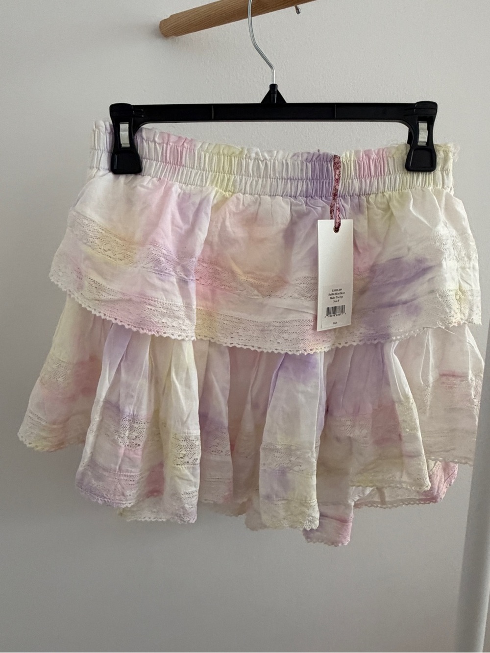 Love Shack Fancy Tiered Tie-Dye Mini Skirt in Pastel Multi Women’s Petite